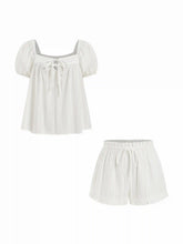 Cotton-blend Stripe Tie Front Oversized Top & High Rise Lettuce Trim Shorts Set