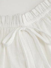 Cotton-blend Stripe Tie Front Oversized Top & High Rise Lettuce Trim Shorts Set