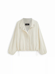 Stand Collar Drawstring Metal Button Jacket
