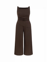 Boat Neck Ruched Asymmetrical Wide Leg Jumpsuit Curve & Plus