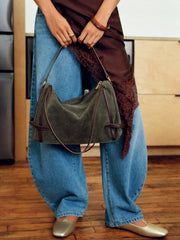 FAUX SUEDE SHOULDER BAG