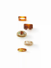 5PCS RHINESTONE & TEXTURED RESIN RING SET
