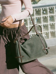 FAUX SUEDE SHOULDER BAG