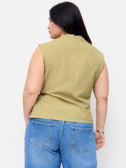 Stand Collar Ruched Knotted Tank Top Curve & Plus