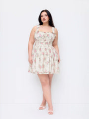 Lace Floral Square Neck Ruffled Bowknot Dress Curve & Plus