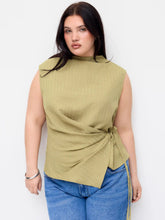 Stand Collar Ruched Knotted Tank Top Curve & Plus