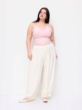 Chiffon Mid Rise Lace Trim Cropped Bloomer Trousers Curve & Plus