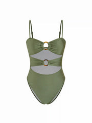 Sweetheart Ruched O-Rings Solid One-pieces