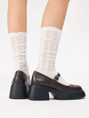 CHUNKY HEELED BUCKLE LOAFERS