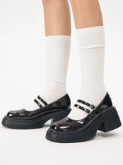 DOUBLE BUCKLE CHUNKY HEELED LOAFERS