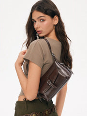 BUCKET DECOR FAUX LEATHER SHOULDER BAG