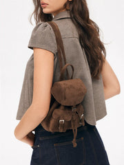 FAUX SUEDE BUCKLE BACKPACK