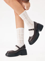 CHUNKY HEELED BUCKLE LOAFERS
