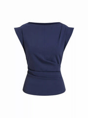 Jersey Boat Neck Ruched Crop Top