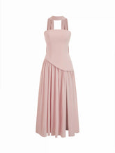 Chiffon Sculptural Halter Neckline Lace Up Maxi Bobycon Dress With Scarf