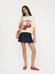 Denim Low Rise Buckle Mini Skirt With Belt