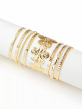 8 PCS TWISTED & TEXTURED & FLORAL BRACELET SET