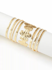 8 PCS TWISTED & TEXTURED & FLORAL BRACELET SET