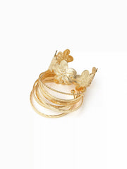 8 PCS TWISTED & TEXTURED & FLORAL BRACELET SET