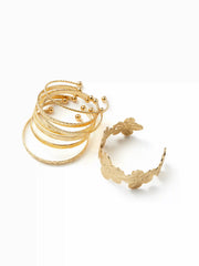 8 PCS TWISTED & TEXTURED & FLORAL BRACELET SET