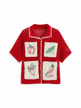Crochet Fruit Embroidery Oversized Cardigan Curve & Plus