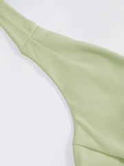 Mesh Halter Neckline Ruched Maxi Dress With Scarf