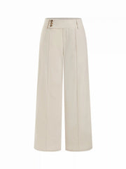 Linen-blend Low Rise Pleated Wide Leg Trousers