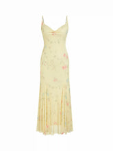 Mesh Sweetheart Floral A-line Maxi Dress