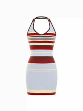 Knit Halter Striped Bobycon Mini Dress