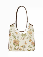 FLORAL CRIMPED TRIM TOTE BAG