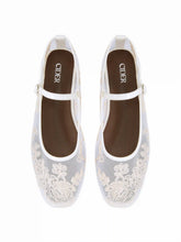 EMBROIDERED MESH MARY JANE FLATS