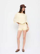 Knit Boat Neck Cloak Top & Lettuce Trim Shorts Set