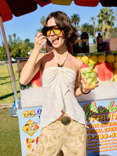 Paisley Lace Halter Neck Ruched Beaded Top