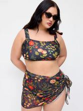 Square Neck Floral Bracelet Cheeky Shaping Bikini Set With Sarong Curve & Plus