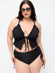 Pointelle Sweetheart Criss-Cross Full Coverage Bikini Set Curve & Plus