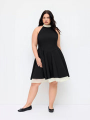 Halter Neck Bowknot A-line Mini Dress Curve & Plus