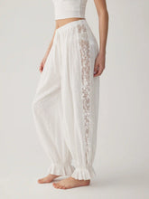 Cotton-blend Mid Rise Lace Drawstring Bloomer Lounge Trousers