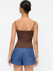 Denim Mid Rise Wide Leg Shorts
