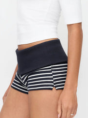 High Stretch Striped Low Rise Micro Shorts