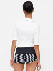 High Stretch Striped Low Rise Micro Shorts