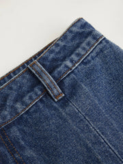 Washed Denim Split Low Rise A-line Mini Skort