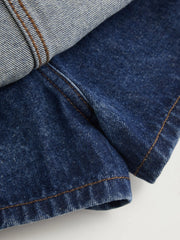 Washed Denim Split Low Rise A-line Mini Skort