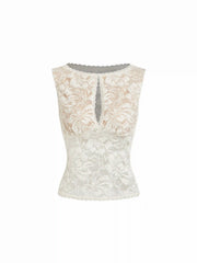 Lace Sheer Boat Neck Top