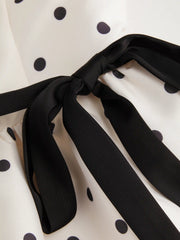 Sculptural Colorblock Polka Dot Knotted Off-Shoulder Flared Mini Dress