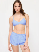 V-neck Stripe Lace Trim Bracelet Bikini Set With Cover Up Shorts