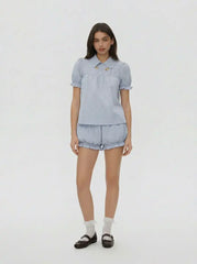 Cotton-blend Gingham Mid Rise Bloomer Shorts