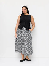 Cotton Button Top & Gingham A-line Maxi Skirt Set Curve & Plus