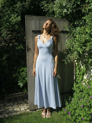 High Stretch V-neck Knotted Flared Maxi Dress