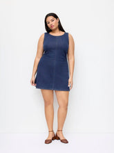 Stretch Denim Ruched Zipper Mini Dress Curve & Plus