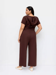 Cotton-blend Hooded Wrap Top & Mid Rise Elastic Waist Trousers Set Curve & Plus